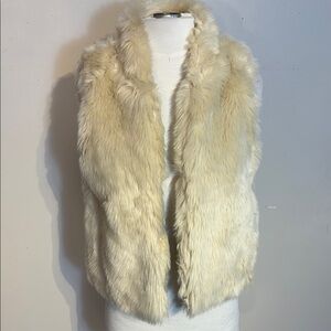 Joe Fresh Cream Teddy vest with Plush Texture and High Collar